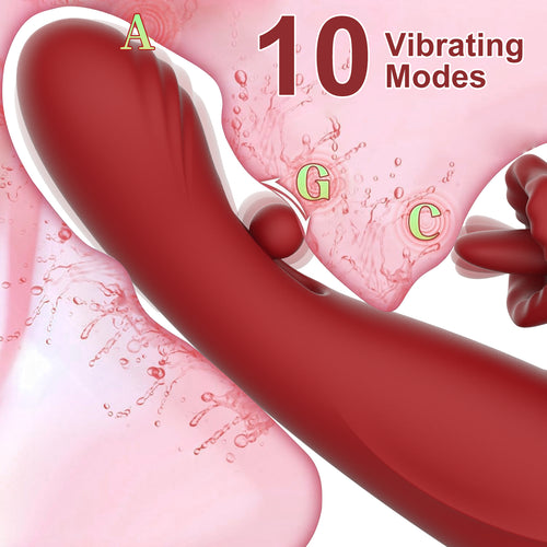 Keifbsf Dildo Vibrator Sex Toys for Women - 4 in 1 Tongue Pushing Vibrator, 10 Sliding Modes and 10 Vibration Modes, G-spot Stimulator, Female Couple Game Pleasure Tool